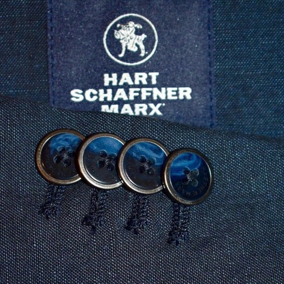 NEW! 44L Hart Schaffner Marx Navy Blue LINEN COAT - Picture 1 of 9